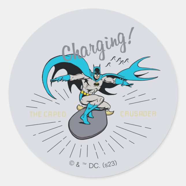 Sticker Rond Batman Surfing - Chargement ! (Devant)