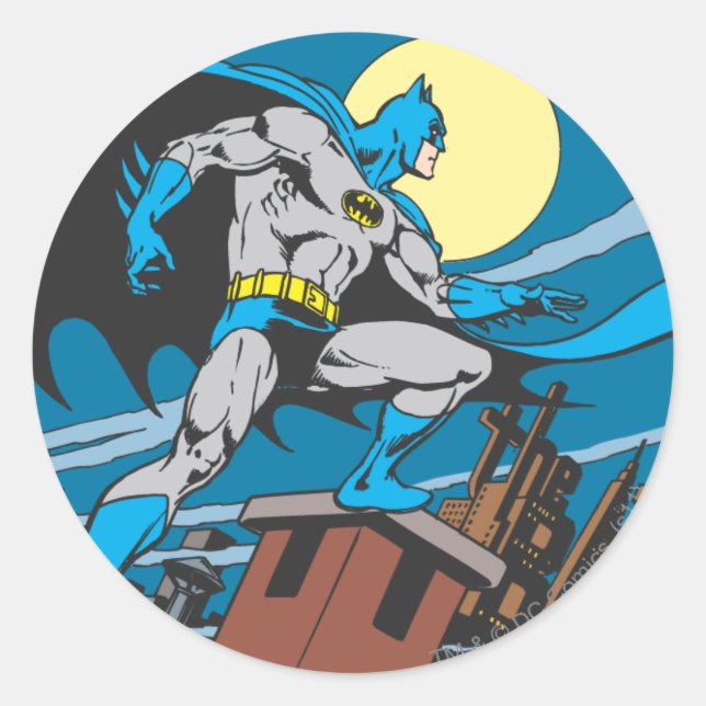 Sticker Rond Batman Surveys City (Devant)