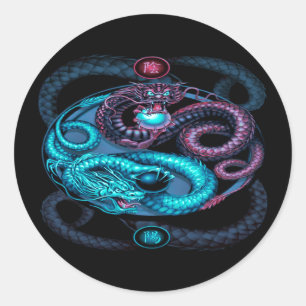 Sticker Rond bâton de conception dragons