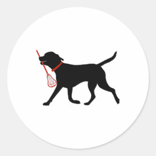 Sticker Rond Bâton de crosse Lacrosse Lacrosse Labrador Fetch B