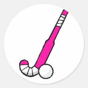 Sticker Rond Bâton de hockey rose de champ