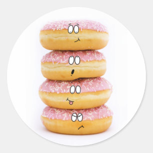 Sticker Rond bâton de personnage beige rose