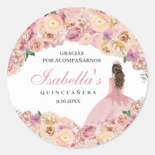 Sticker Rond Bâton rond rose pâle Quinceanera classique