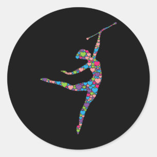 Sticker Rond Baton Twirling Girl - Silhouette Dancing Twirler M