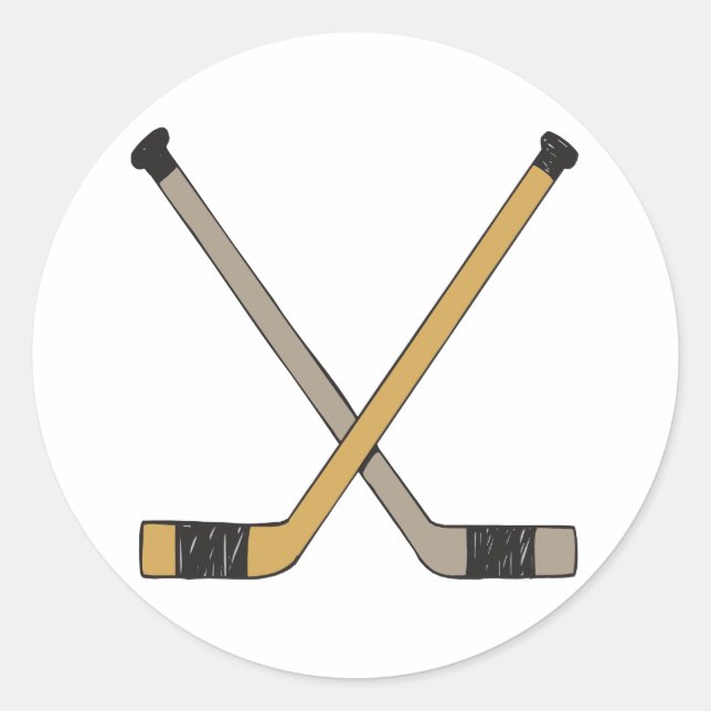 Sticker Rond Bâtons de hockey (Devant)