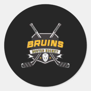 Sticker Rond Bâtons de hockey des Bruins de Boston Gris Officie