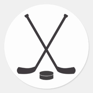 Sticker Rond Bâtons et canettes de hockey