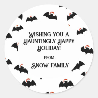 Sticker Rond Bats mignons avec chapeaux santa