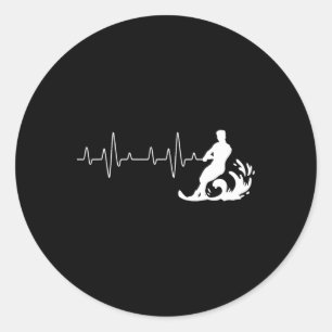 Sticker Rond Battement de coeur du skieur nautique - Skieur nau