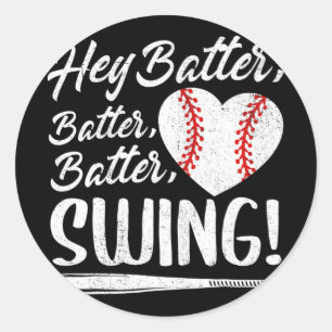 Sticker Rond Batter Swing Baseball Coeur Maman Mignonne Mère Fe