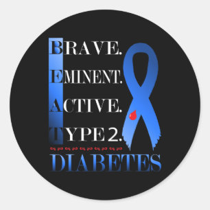 Sticker Rond Battez le diabète Tee Type 2 Valise de sensibilisa