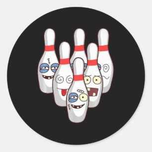 Sticker Rond Battez Les Épingles De Bowling Cute Ducks Jouer Le