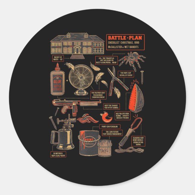 Sticker Rond Battle Plan 90 Checklist Christmas  (Devant)