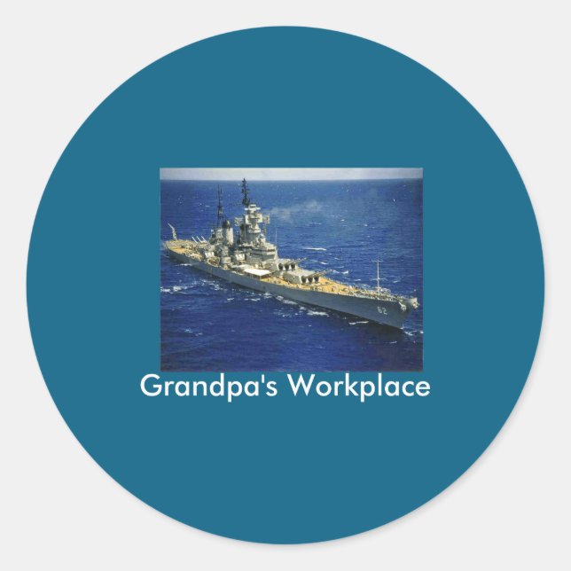 Sticker Rond Battleship Uss New Jersey  (Devant)