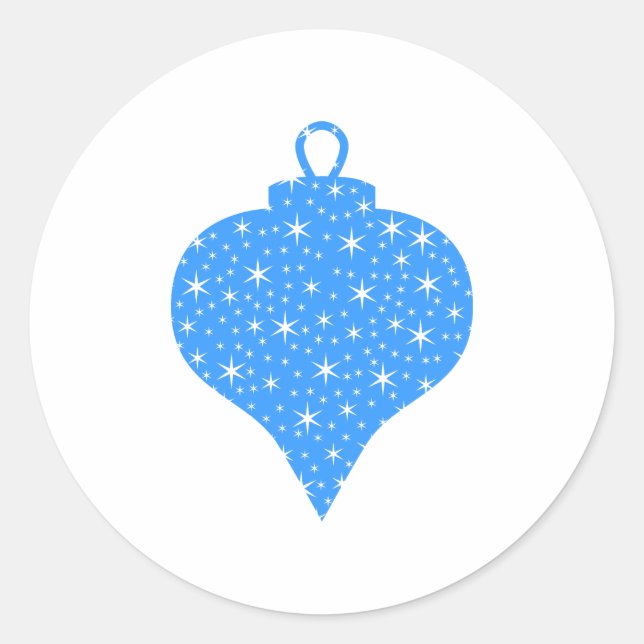 Sticker Rond Bauble de Noël bleu et blanc. (Devant)