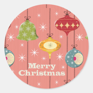 Sticker Rond Baubles de Noël modernes du milieu du siècle