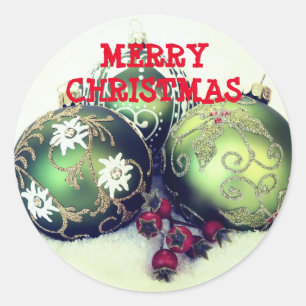 Sticker Rond Baubles ornements verts