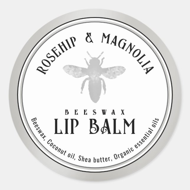 Sticker Rond Baume à lèvres en cire d'abeille Stylisé Bordure e (Devant)