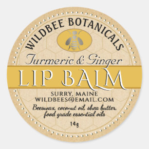 Sticker Rond Baume à lèvres en cire d'abeille Turmeric Kraft av