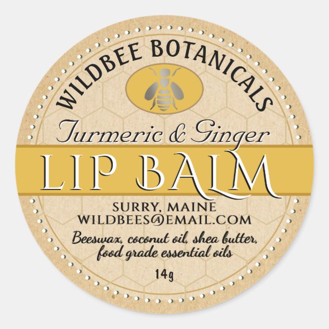 Sticker Rond Baume à lèvres en cire d'abeille Turmeric Kraft av (Devant)