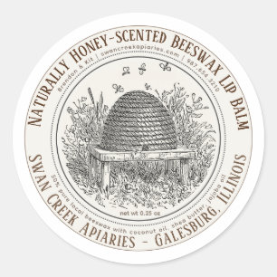 Sticker Rond Baume à lèvres et abeilles à parfum naturel