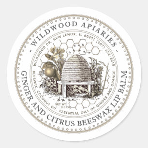 Sticker Rond Baume à lèvres Ginger & Citrus Beeswax Skep Classe
