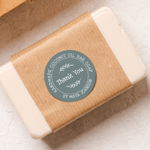 Sticker Rond Baume de pays vert fait main Merci