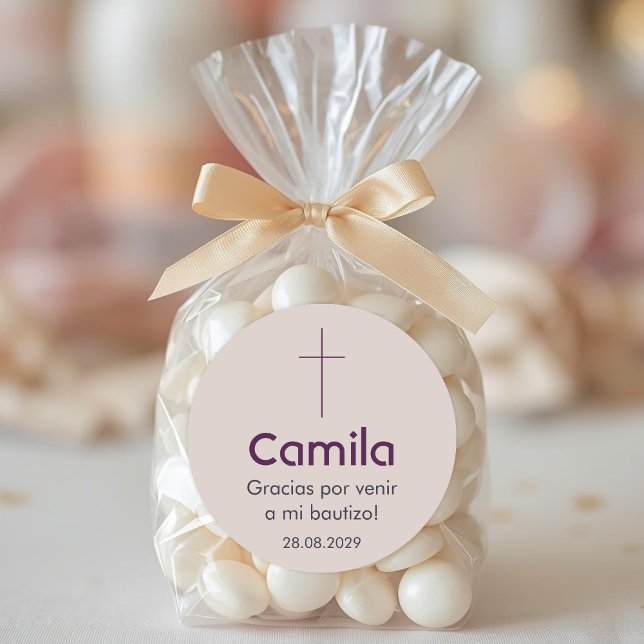 Sticker Rond Bautizo en espagnol Baptême Christening Faveurs (Créateur téléchargé)