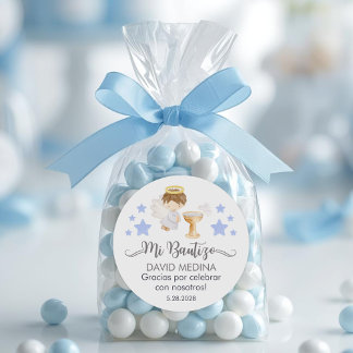 Sticker Rond Bautizo en espagnol mignon Baptême Christening Fav