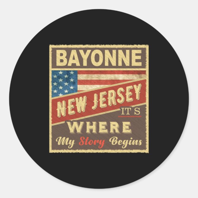 Sticker Rond Bayonne Nj C'est Où Mon Histoire Commence  (Devant)