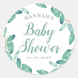Sticker Rond Bayou Botaniques Baby shower verdoyant