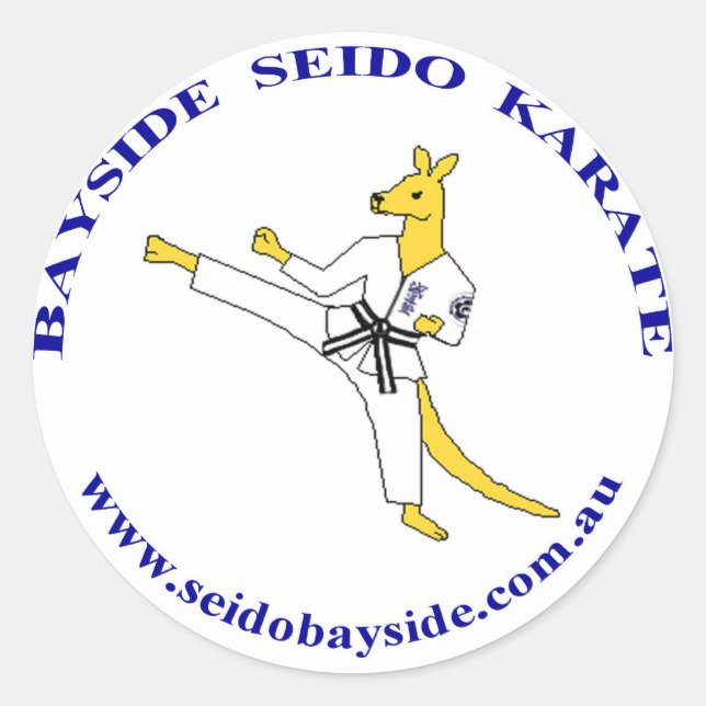 Sticker Rond Bayside Kangaroo dans l'autocollant Seido Gi (Devant)