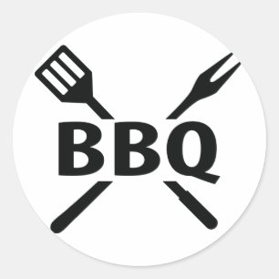 Sticker Rond BBQ avec icône de couverts