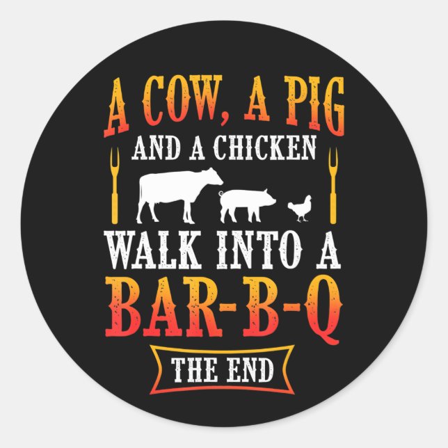 Sticker Rond BBQ | Barbecue Barbecue Barbecue Plaisanterie Gril (Devant)
