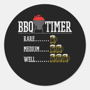 Sticker Rond BBQ BBQ Timer Funny Bière Steak Grill