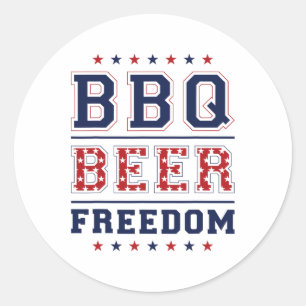 Sticker Rond Bbq Beer Freedom 1