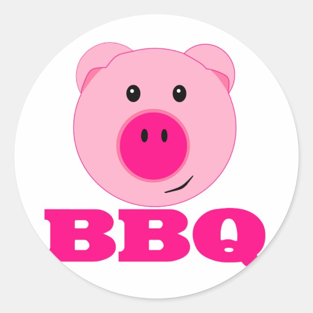 Sticker Rond BBQ Cochon Rose (Devant)