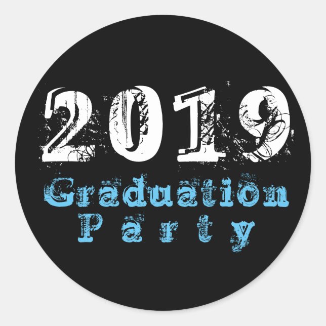 Sticker Rond BBQ Graduation Party - Blk BG Typographie (Devant)