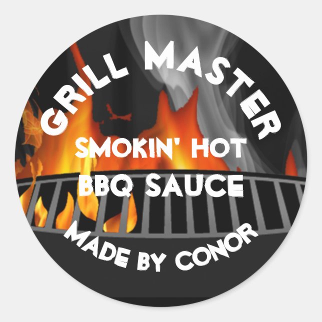 Sticker Rond BBQ Grill Sauce Smokin Hot Circle (Devant)
