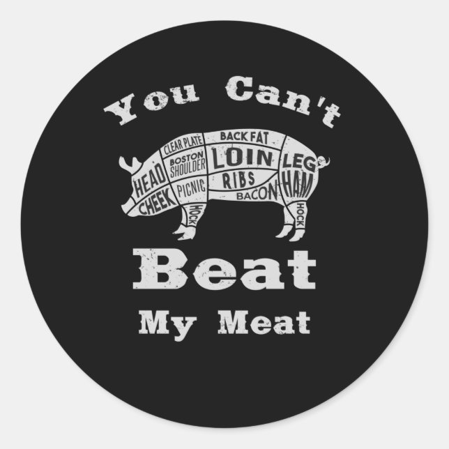 Sticker Rond BBQ Grillades Viande Grill Cochon Suckante Cochon  (Devant)