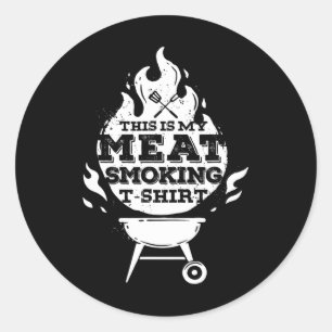 Sticker Rond Bbq Smoker Vintage Ceci Est Ma Viande Fumer