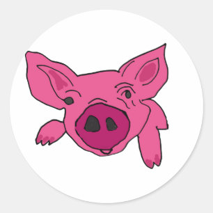 Sticker Rond BC - Drôle Cartoon de porc