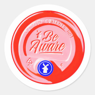 Sticker Rond Be aware capsule Dutch bros rose rouge