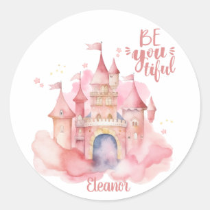 Sticker Rond Be-You-Tiful Palace in Pink Cloud personnalisable