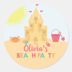 Sticker Rond Beach Anniversaire fête et château