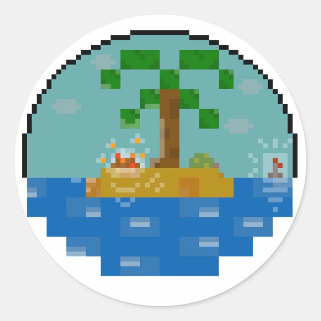Sticker Rond Beach Biome globe [Nuit] (Devant)