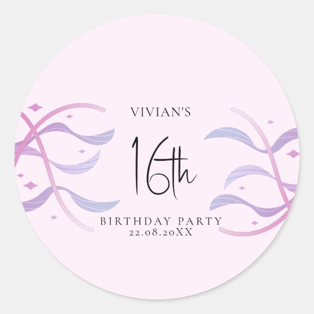 Sticker Rond Beach Blush Pink Sweet sixteen Party (Devant)