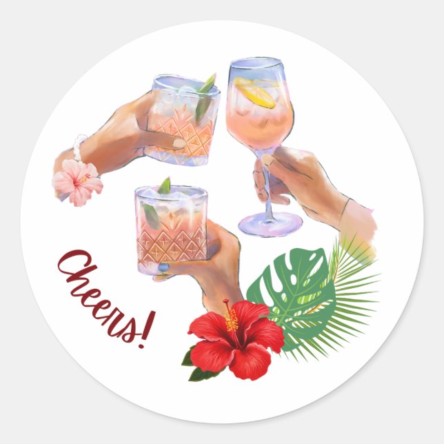 Sticker Rond Beach Cocktails Party (Devant)