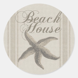 Sticker Rond Beach House Starfish Seashore