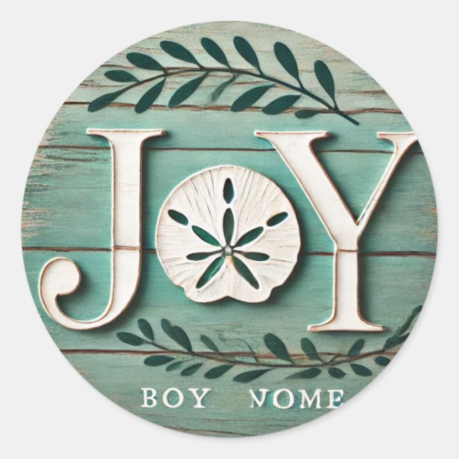 Sticker Rond Beach Sand Dollar Noël Joie Photo céramique Orna (Devant)
